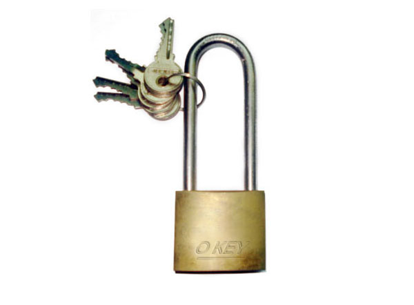 Thick long shackle brass padlock-014
